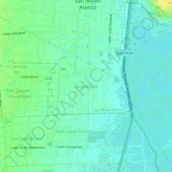 Carte topographique Guadalupe, altitude, relief