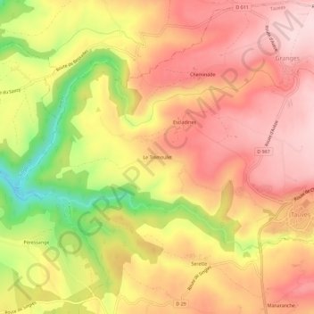 Carte topographique Le Trémoulet, altitude, relief