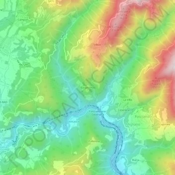 Carte topographique Bargecchia, altitude, relief