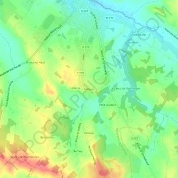 Carte topographique Milleau, altitude, relief