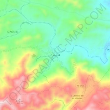 Carte topographique El Marchal, altitude, relief