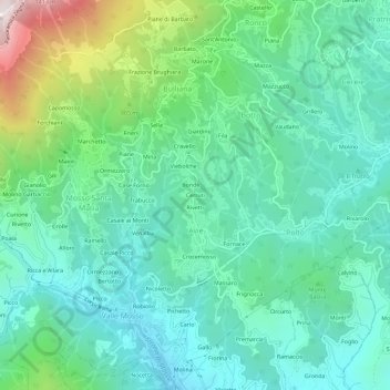 Carte topographique Cerruti, altitude, relief
