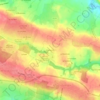 Carte topographique Misengrain, altitude, relief