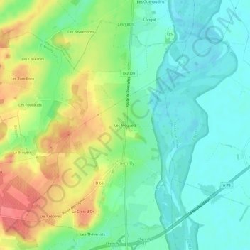 Carte topographique Les Moquets, altitude, relief