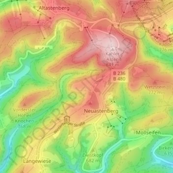 Carte topographique Lenneplätze, altitude, relief