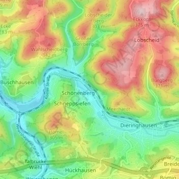 Carte topographique Brunohl, altitude, relief