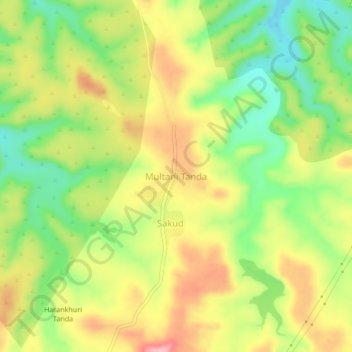 Carte topographique Multani Tanda, altitude, relief
