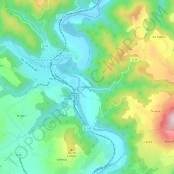Carte topographique Changeac, altitude, relief