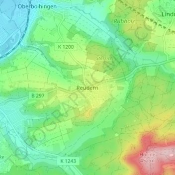 Carte topographique Reudern, altitude, relief