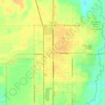 Carte topographique Fort Meade, altitude, relief