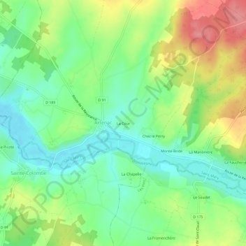 Carte topographique La Cour, altitude, relief