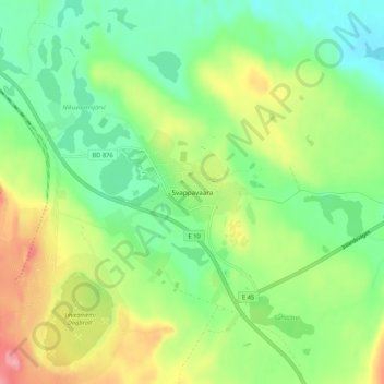 Carte topographique Svappavaara, altitude, relief