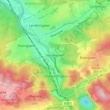 Carte topographique Steinhausen, altitude, relief