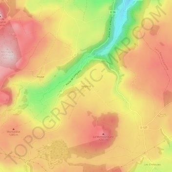 Carte topographique Anglard, altitude, relief