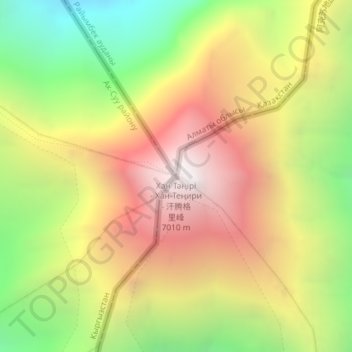 Carte topographique Khan Tengri, altitude, relief