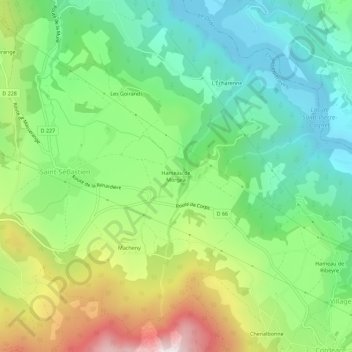 Carte topographique Hameau de Morgea, altitude, relief