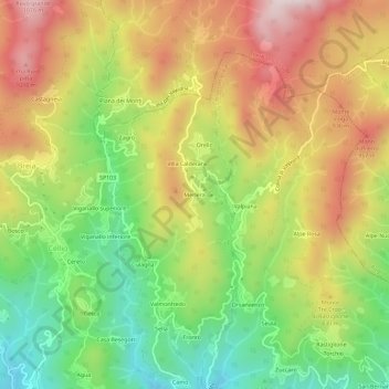 Carte topographique Merlera, altitude, relief
