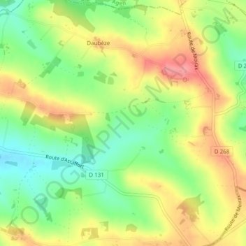 Carte topographique Sous Marin, altitude, relief