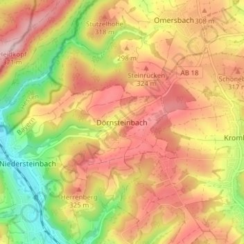 Carte topographique Dörnsteinbach, altitude, relief