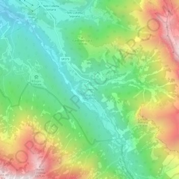 Carte topographique Trinità, altitude, relief