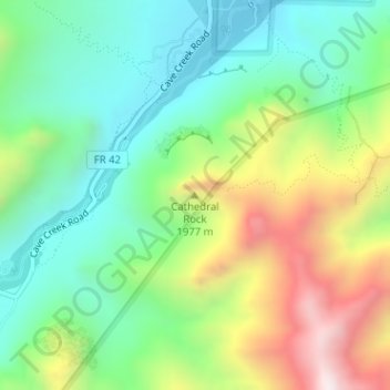 Carte topographique Cathedral Rock, altitude, relief