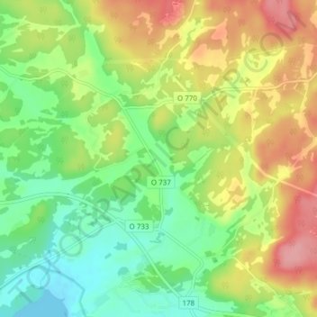 Carte topographique Långeby, altitude, relief