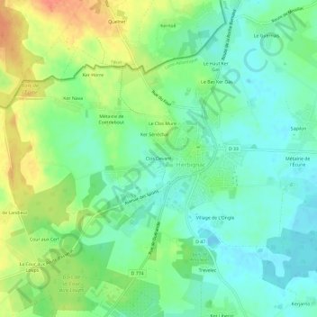 Carte topographique Clos Devant, altitude, relief