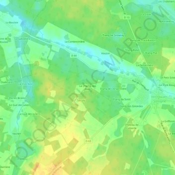 Carte topographique Le Champ des Bois, altitude, relief