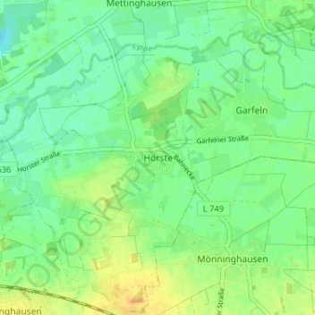 Carte topographique Hörste, altitude, relief