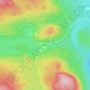Carte topographique Nianfors, altitude, relief