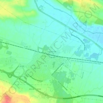 Carte topographique Cité Sarraut, altitude, relief