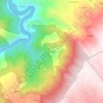 Carte topographique Tronceda, altitude, relief