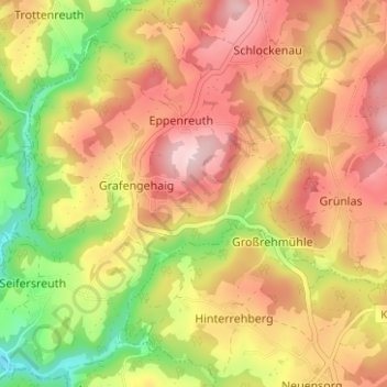 Carte topographique Hohenreuth, altitude, relief