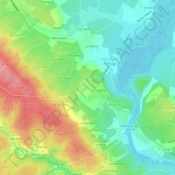Carte topographique Chez Millet, altitude, relief