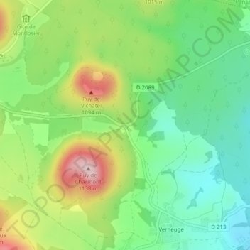 Carte topographique Col de la Ventouse, altitude, relief
