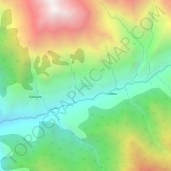 Carte topographique Osla, altitude, relief