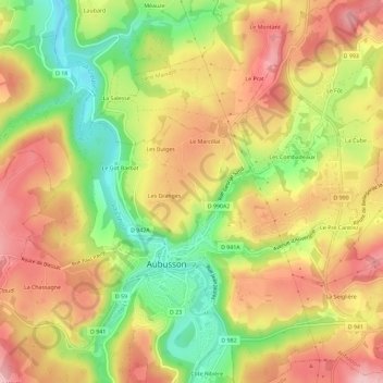 Carte topographique Les Mairies, altitude, relief