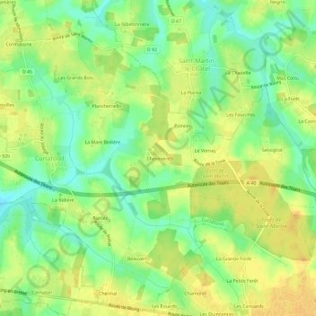 Carte topographique Chevinière, altitude, relief