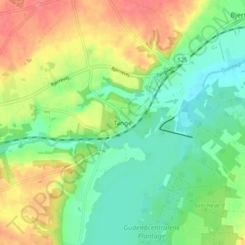 Carte topographique Tange, altitude, relief