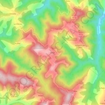 Carte topographique Sietes, altitude, relief