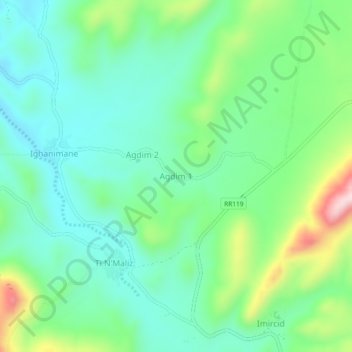 Carte topographique Agdim 1, altitude, relief