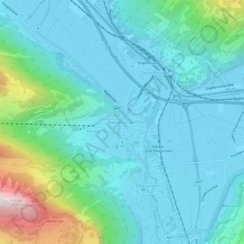Carte topographique Niederurnen, altitude, relief