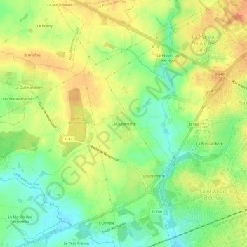 Carte topographique La Guibertière, altitude, relief