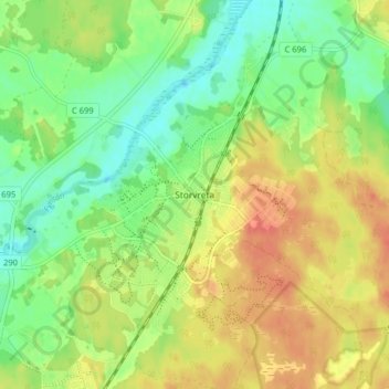 Carte topographique Storvreta, altitude, relief