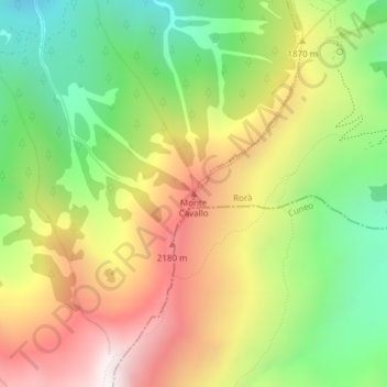 Carte topographique Monte Cavallo, altitude, relief