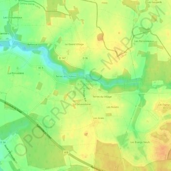 Carte topographique Le Village, altitude, relief
