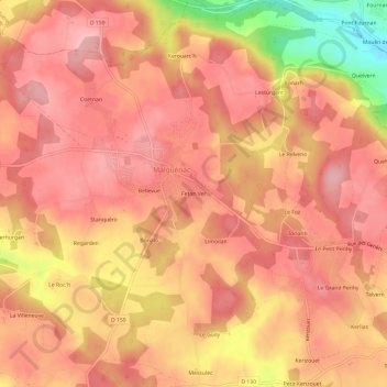 Carte topographique Fetan Ver, altitude, relief