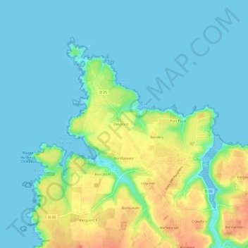 Carte topographique Deuborh, altitude, relief