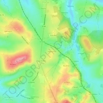 Carte topographique Villemartin, altitude, relief