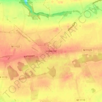 Carte topographique Löberöd, altitude, relief